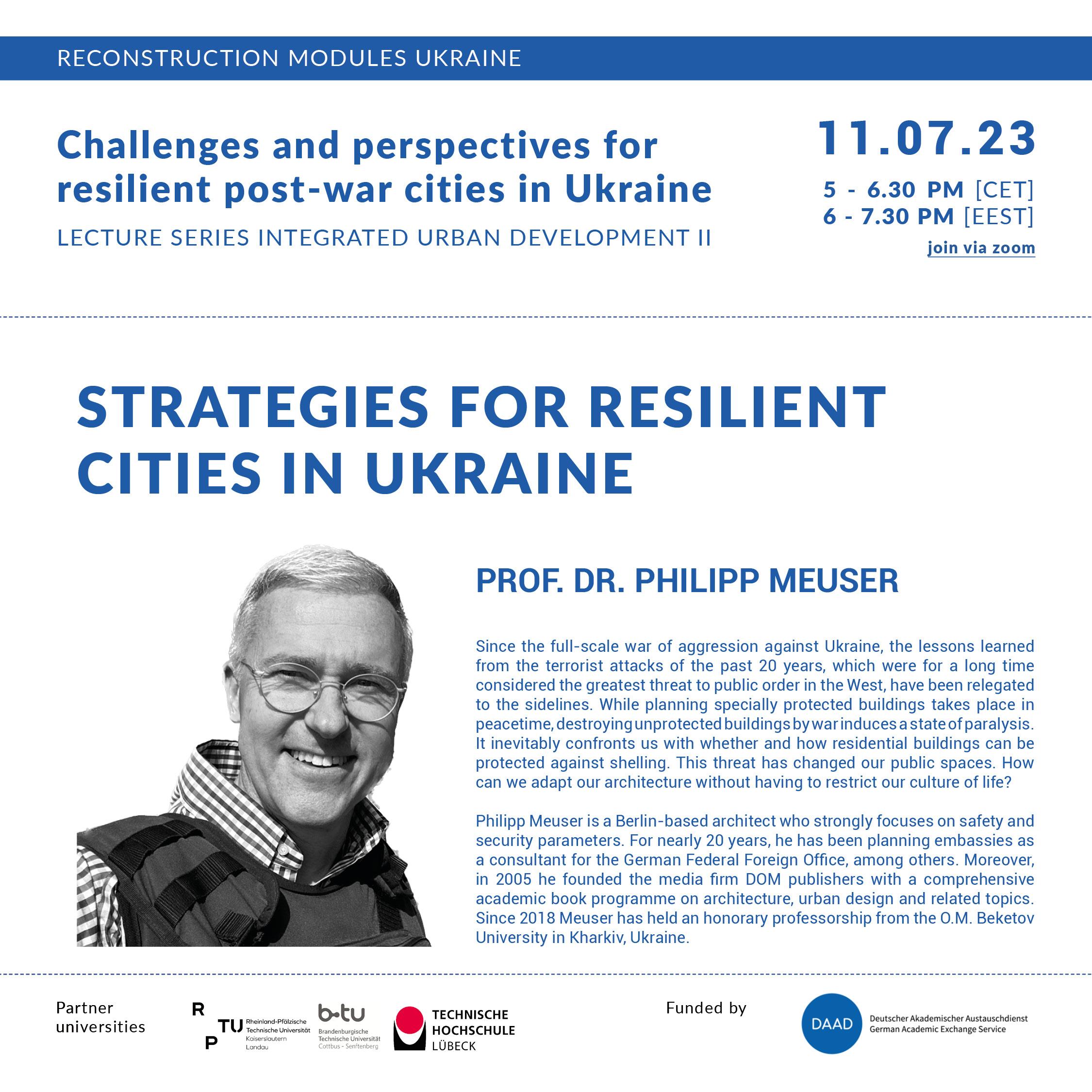 Read more about the article Online Lecture | July 11 | Strategies for Resilient Cities in Ukraine