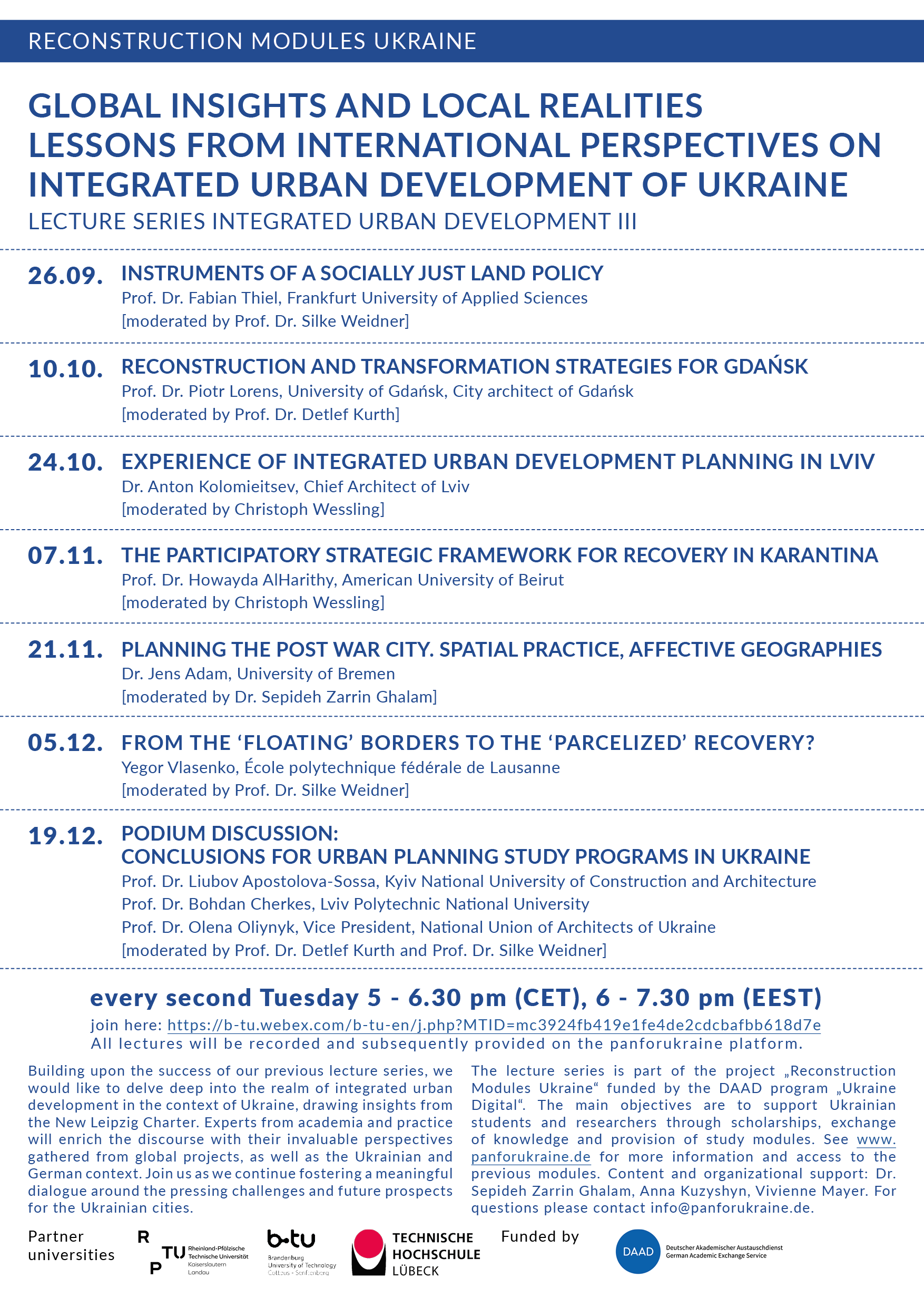 You are currently viewing Lecture Series III: Global insights and local realities – lessons from international perspectives on integrated urban development of Ukraine