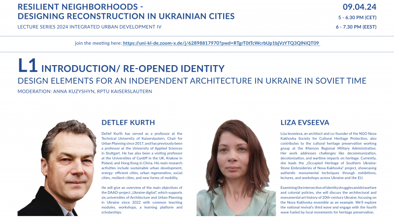 Online Lecture | April 9 | Introduction/ Re-Opened Identity – Design Elements for an independent Architecture in Ukraine in Soviet Time