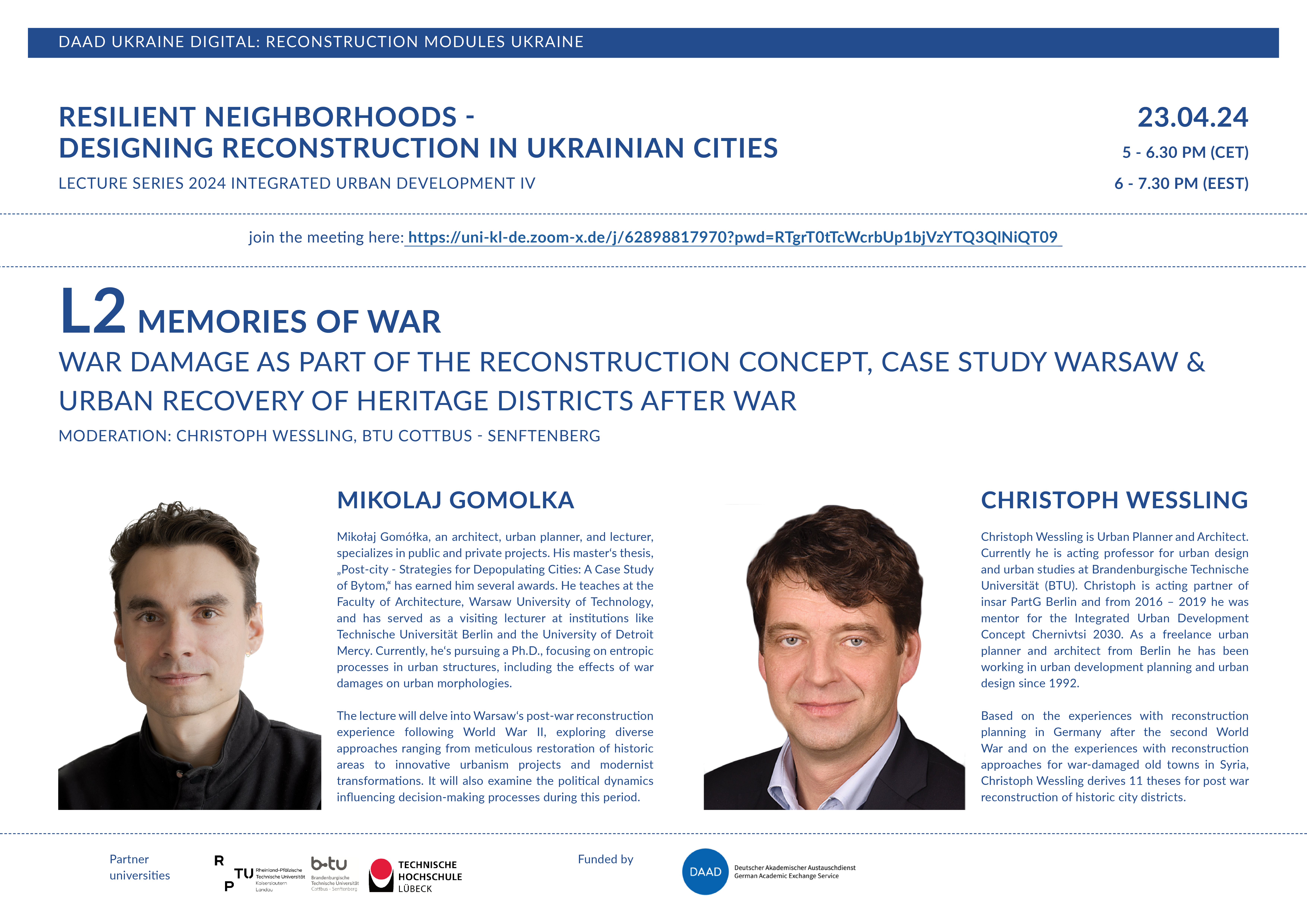 Read more about the article Online Lecture | April 23 | Memories of War – War Damage as part of the Reconstruction Concept, Case Study Warsaw & Urban Recovery of Heritage Districts after War